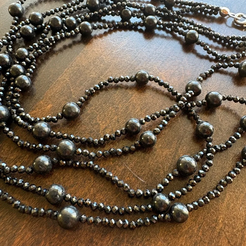Sparkly black‎ spinel sterling silver necklace